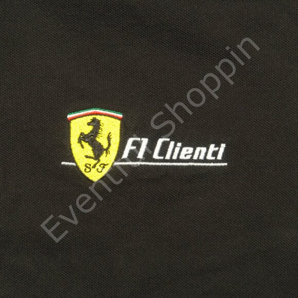Vintage Ferrari Polo Shirt Mens Large Black F1 Clienti Mesh Cotton Outer Banks - Picture 4 of 7